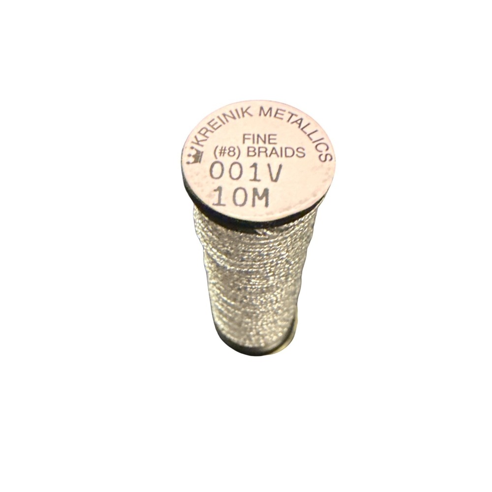 Kreinik Metallic Fine #8 Braid 001V Vintage Silver 10M New Embroidery Thread